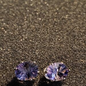 Tanzanite-Color Round Stud Earrings - Women Jewelry